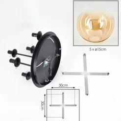 Gastor Plafonnier, Boule lumineuse 45 cm Ambre, Clair, 5 lumières
