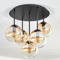 Gastor Plafonnier, Boule lumineuse 45 cm Ambre, Clair, 5 lumières