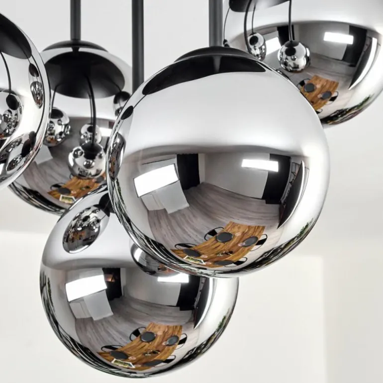 Gastor Plafonnier, Boule lumineuse 45 cm Chrome, Fumé, 5 lumières