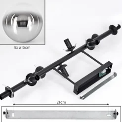 Gastor Plafonnier, Boule lumineuse Chrome, Clair, Fumé, 8 lumières
