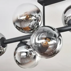 Gastor Plafonnier, Boule lumineuse Chrome, Clair, Fumé, 8 lumières