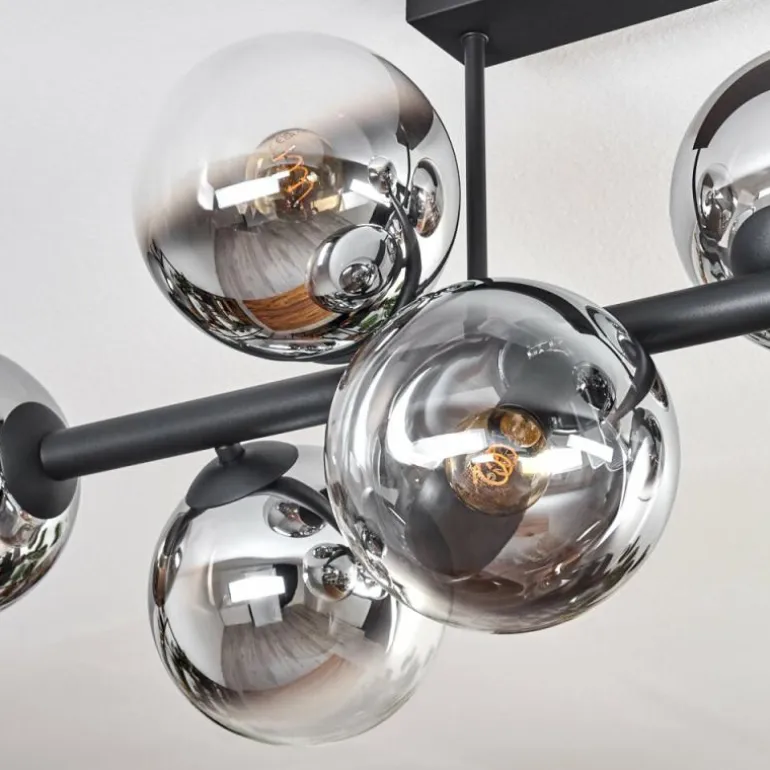 Gastor Plafonnier, Boule lumineuse Chrome, Clair, Fumé, 8 lumières