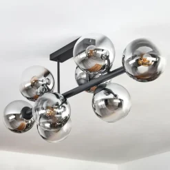 Gastor Plafonnier, Boule lumineuse Chrome, Clair, Fumé, 8 lumières