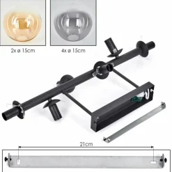 Gastor Plafonnier, Boule lumineuse Ambre, Clair, Fumé, 6 lumières