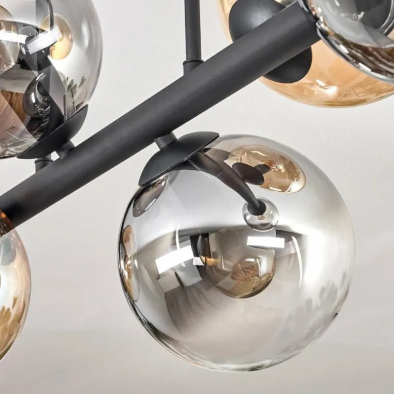 Gastor Plafonnier, Boule lumineuse Ambre, Clair, Fumé, 6 lumières