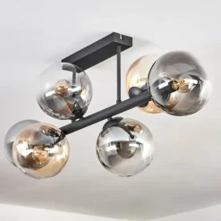 Gastor Plafonnier, Boule lumineuse Ambre, Clair, Fumé, 6 lumières