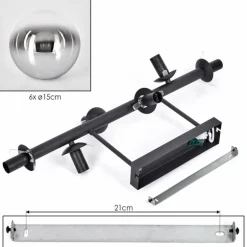 Gastor Plafonnier, Boule lumineuse Chrome, Clair, Fumé, 6 lumières