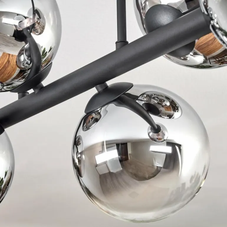 Gastor Plafonnier, Boule lumineuse Chrome, Clair, Fumé, 6 lumières