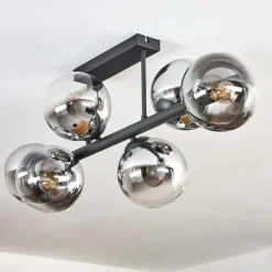 Gastor Plafonnier, Boule lumineuse Chrome, Clair, Fumé, 6 lumières