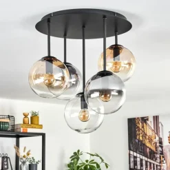 Gastor Plafonnier, Boule lumineuse 45 cm Ambre, Clair, Fumé, 5 lumières
