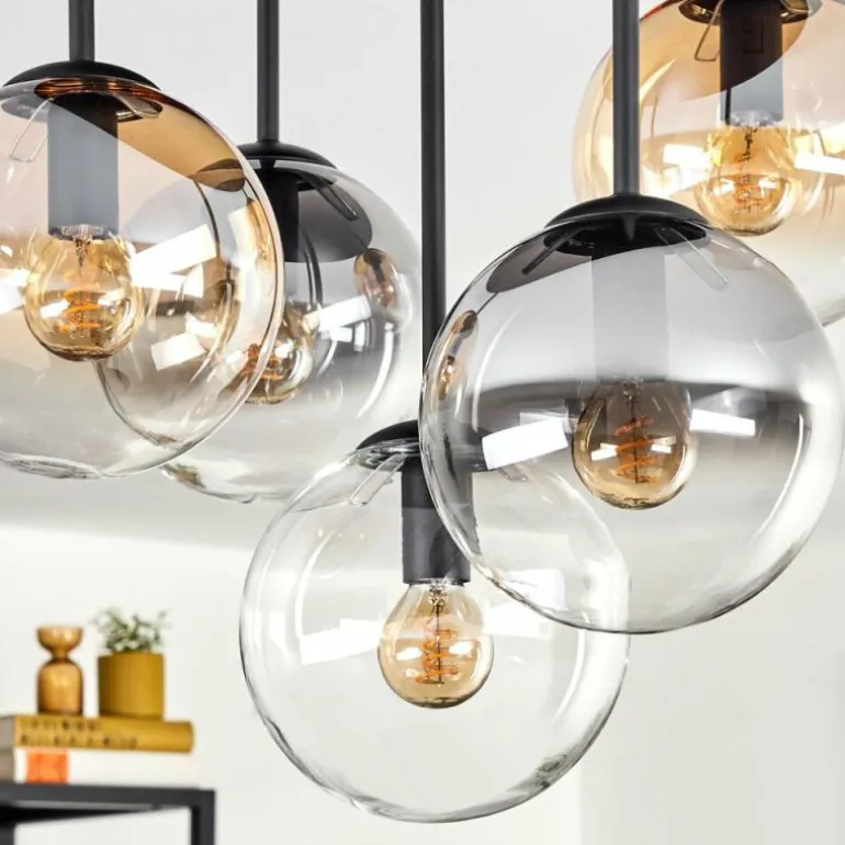 Gastor Plafonnier, Boule lumineuse 45 cm Ambre, Clair, Fumé, 5 lumières