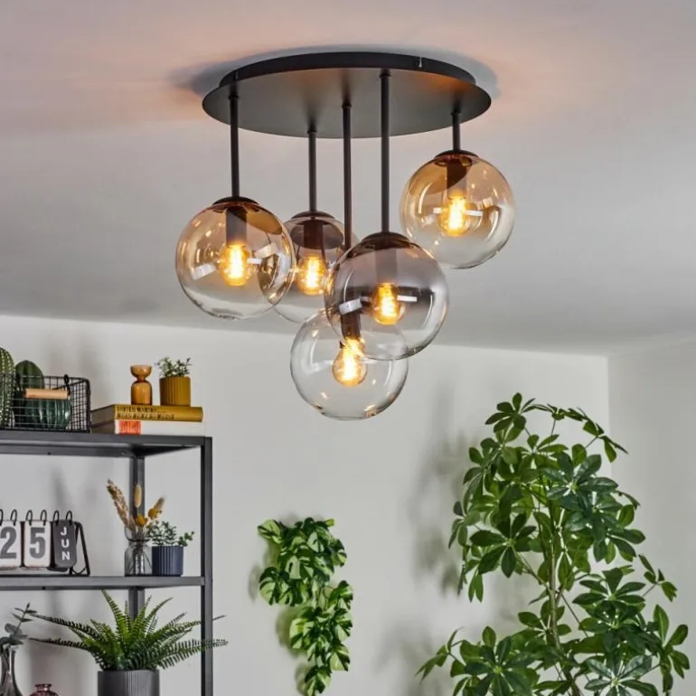 Gastor Plafonnier, Boule lumineuse 45 cm Ambre, Clair, Fumé, 5 lumières