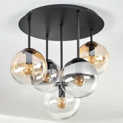 Gastor Plafonnier, Boule lumineuse 45 cm Ambre, Clair, Fumé, 5 lumières