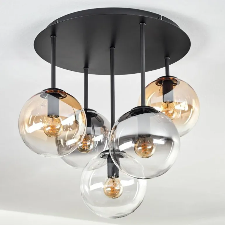 Gastor Plafonnier, Boule lumineuse 45 cm Ambre, Clair, Fumé, 5 lumières