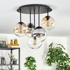 Gastor Plafonnier, Boule lumineuse 45 cm Ambre, Clair, Fumé, 5 lumières