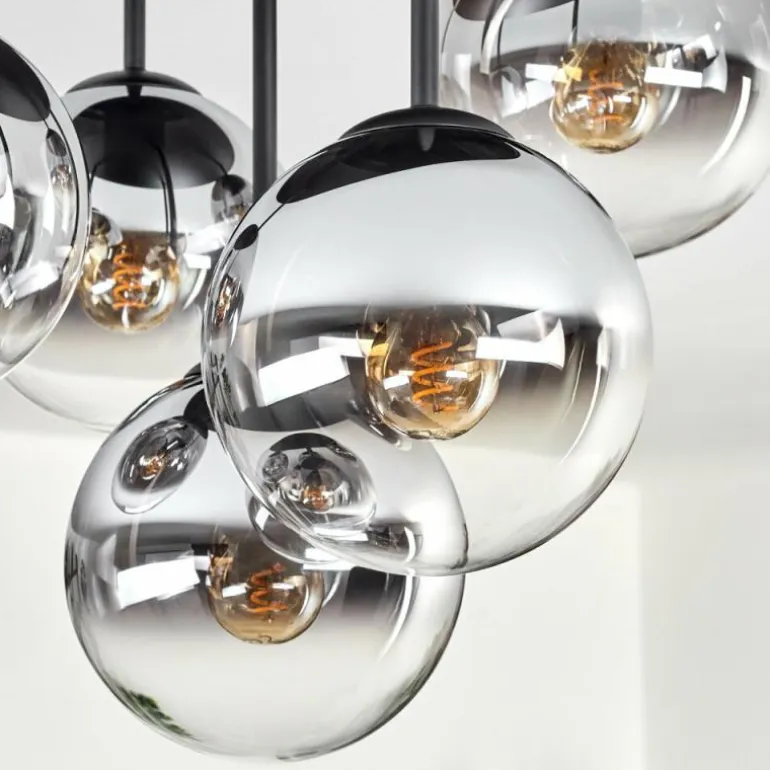 Gastor Plafonnier, Boule lumineuse 45 cm Chrome, Clair, Fumé, 5 lumières