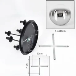 Gastor Plafonnier, Boule lumineuse 45 cm Chrome, Clair, Fumé, 5 lumières
