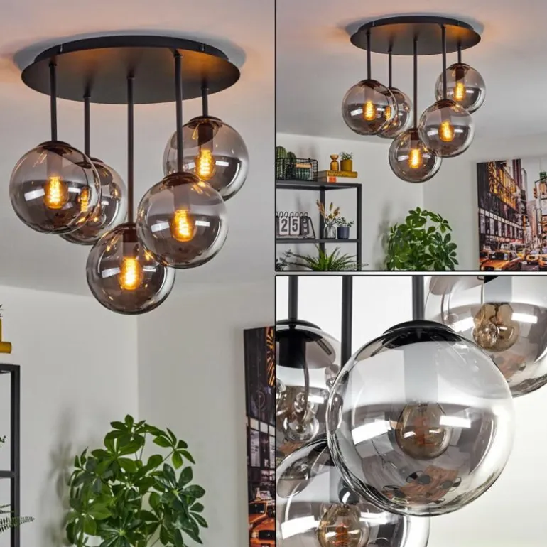 Gastor Plafonnier, Boule lumineuse 45 cm Fumé, 5 lumières