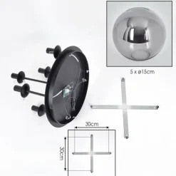 Gastor Plafonnier, Boule lumineuse 45 cm Fumé, 5 lumières