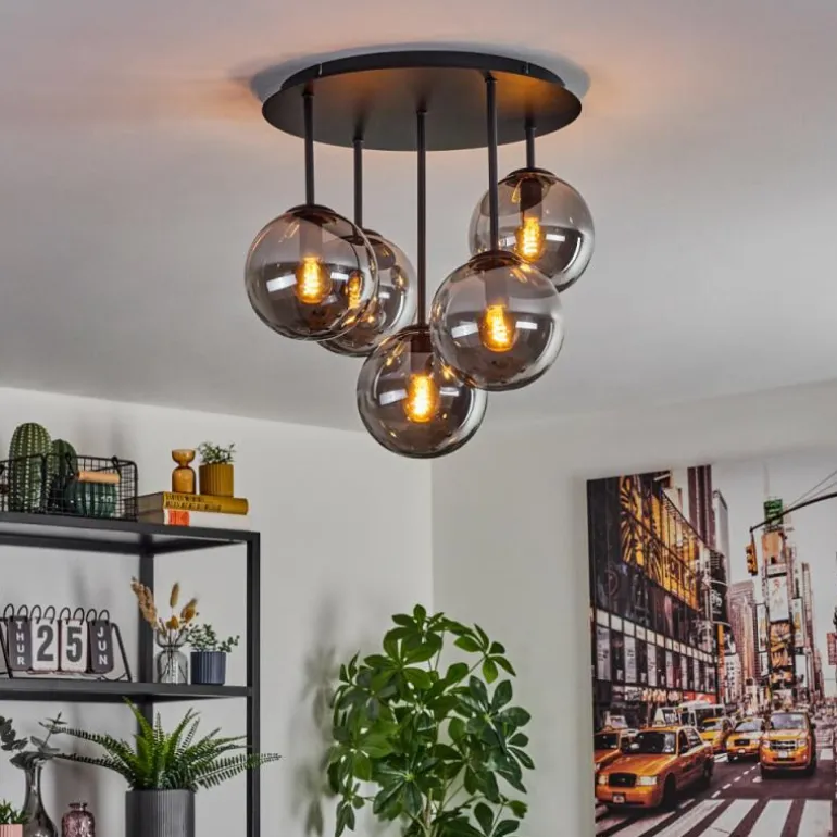 Gastor Plafonnier, Boule lumineuse 45 cm Fumé, 5 lumières