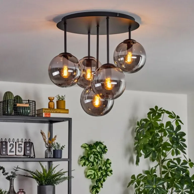 Gastor Plafonnier, Boule lumineuse 45 cm Fumé, 5 lumières