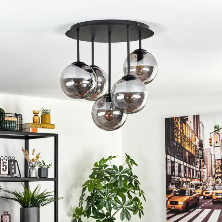 Gastor Plafonnier, Boule lumineuse 45 cm Fumé, 5 lumières