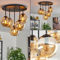 Gastor Plafonnier, Boule lumineuse 45 cm Ambre, 5 lumières