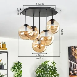 Gastor Plafonnier, Boule lumineuse 45 cm Ambre, 5 lumières