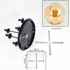 Gastor Plafonnier, Boule lumineuse 45 cm Ambre, 5 lumières