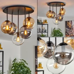 Gastor Plafonnier, Boule lumineuse 45 cm Ambre, Clair, Fumé, 5 lumières