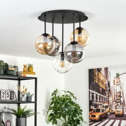 Gastor Plafonnier, Boule lumineuse 45 cm Ambre, Clair, Fumé, 5 lumières