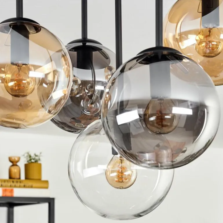 Gastor Plafonnier, Boule lumineuse 45 cm Ambre, Clair, Fumé, 5 lumières