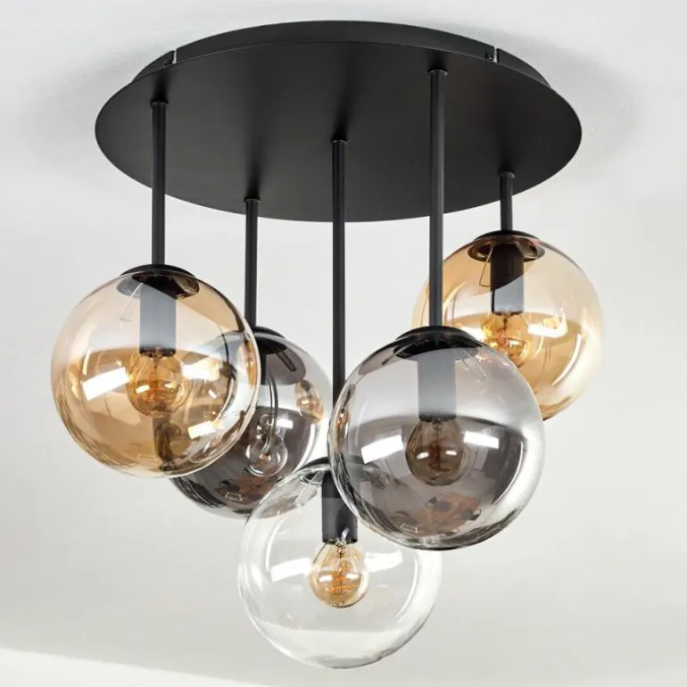 Gastor Plafonnier, Boule lumineuse 45 cm Ambre, Clair, Fumé, 5 lumières