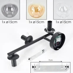 Gastor Plafonnier, Boule lumineuse Ambre, Clair, Fumé, 3 lumières