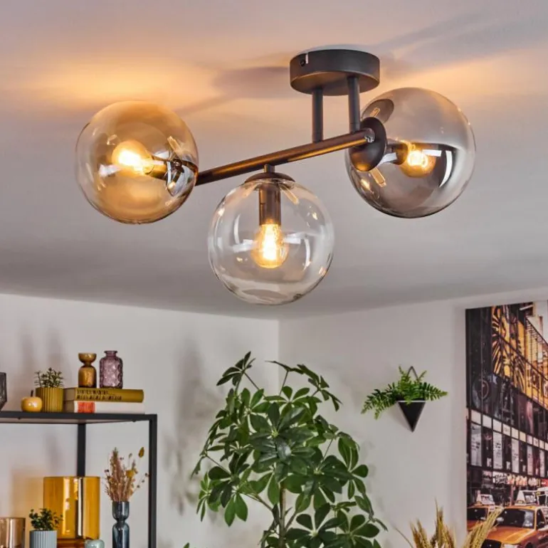 Gastor Plafonnier, Boule lumineuse Ambre, Clair, Fumé, 3 lumières