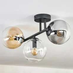 Gastor Plafonnier, Boule lumineuse Ambre, Clair, Fumé, 3 lumières
