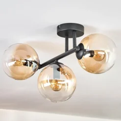 Gastor Plafonnier, Boule lumineuse Ambre, Clair, 3 lumières