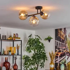 Gastor Plafonnier, Boule lumineuse Ambre, Clair, 3 lumières