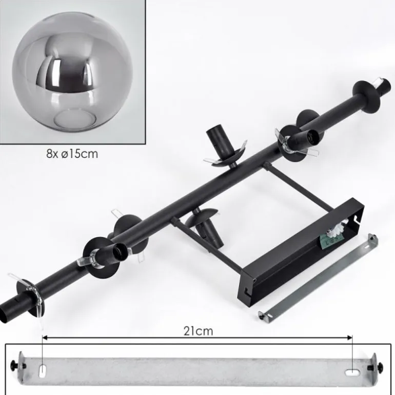 Gastor Plafonnier, Boule lumineuse Fumé, 8 lumières