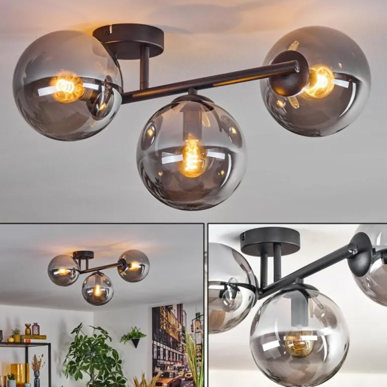 Gastor Plafonnier, Boule lumineuse Fumé, 3 lumières