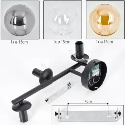 Gastor Plafonnier, Boule lumineuse Ambre, Clair, Fumé, 3 lumières