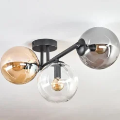 Gastor Plafonnier, Boule lumineuse Ambre, Clair, Fumé, 3 lumières