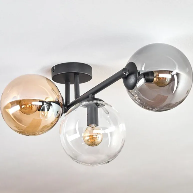 Gastor Plafonnier, Boule lumineuse Ambre, Clair, Fumé, 3 lumières