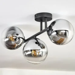 Gastor Plafonnier, Boule lumineuse Chrome, Clair, Fumé, 3 lumières