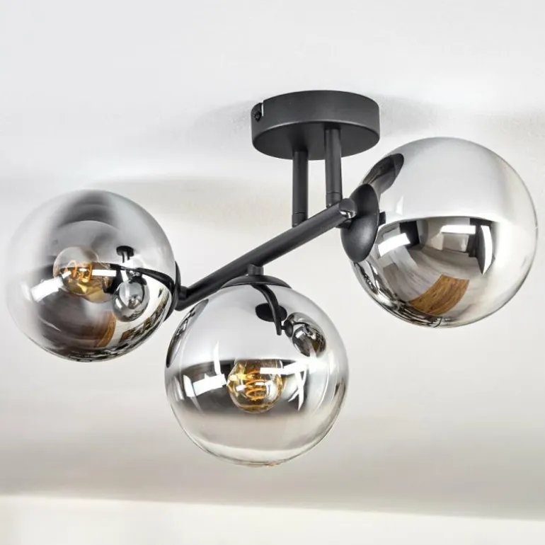 Gastor Plafonnier, Boule lumineuse Chrome, Clair, Fumé, 3 lumières