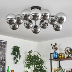 Gastor Plafonnier Chrome, Fumé, 12 lumières