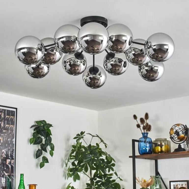 Gastor Plafonnier Chrome, Fumé, 12 lumières