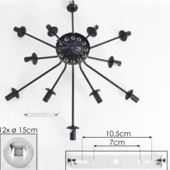 Gastor Plafonnier Chrome, Fumé, 12 lumières