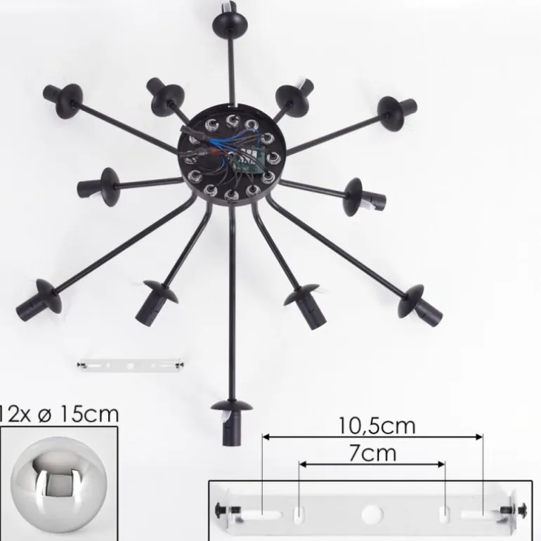 Gastor Plafonnier Chrome, Fumé, 12 lumières