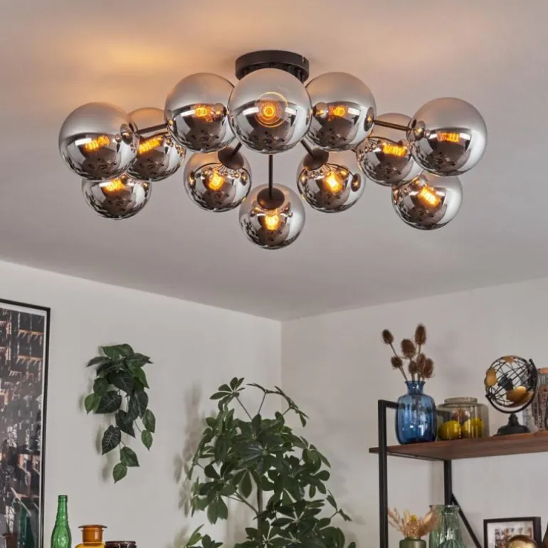 Gastor Plafonnier Chrome, Fumé, 12 lumières